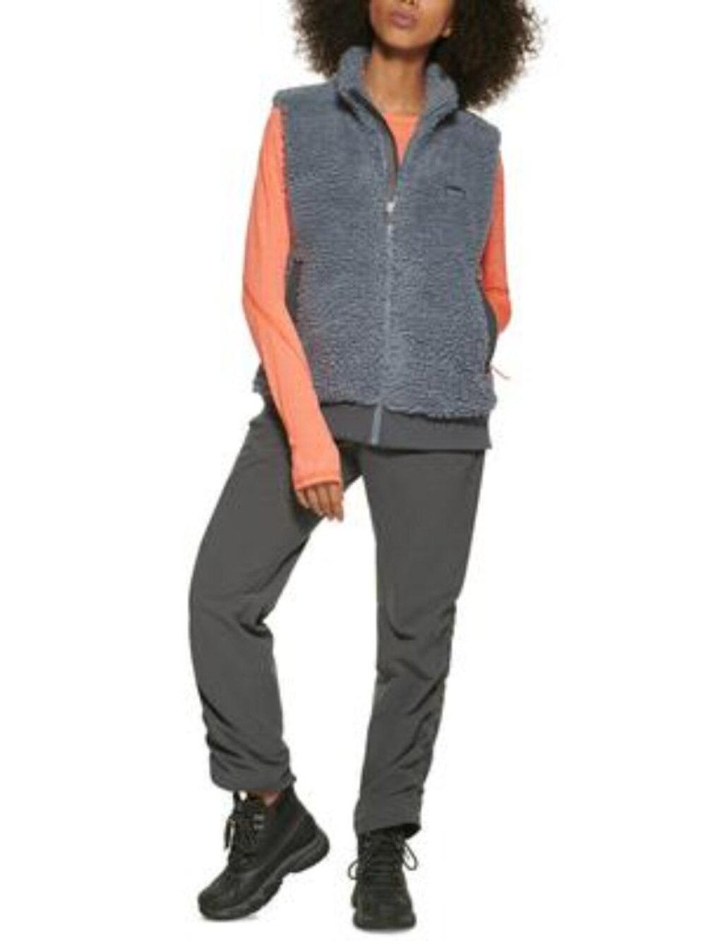 Bass Outdoor Womens Route Hiking Faux Sherpa Vest Color Goblin Blue Size XL